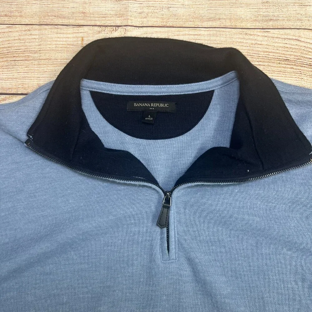 Banana Republic Blue Quarter Zip Pullover Sweater‎ Size Large Men's Casual